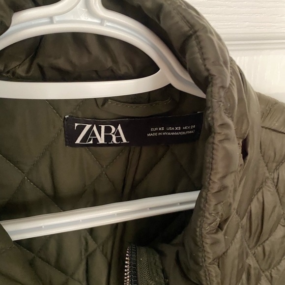 Zara Olive Green Quilted Light Parka Jacket - Picture 3 of 3